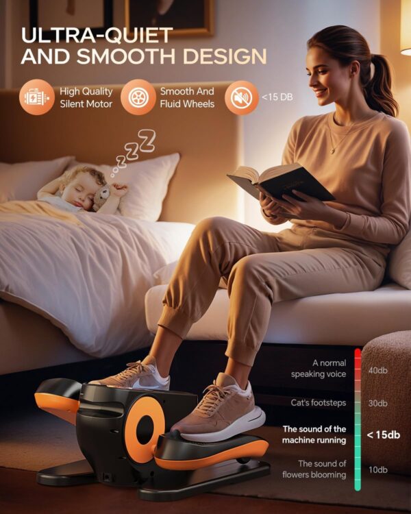 Under Desk Elliptical Machine, Ellipse Leg Exerciser as Seen on Tv for Seniors Adults with 12 Adjustable Speed, Quiet & Portable Seated Pedal Exerciser with Remote Control & Non-Slip Foot Straps