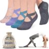 Ozaiic Yoga Socks for Women Non-Slip Grips & Straps, Ideal for Pilates, Pure Barre, Ballet, Dance, Barefoot Workout