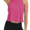 Mippo Workout Tops for Women Cropped Open Back Sleeveless Tank Tops Athletic Gym Yoga Shirts Loose Fit