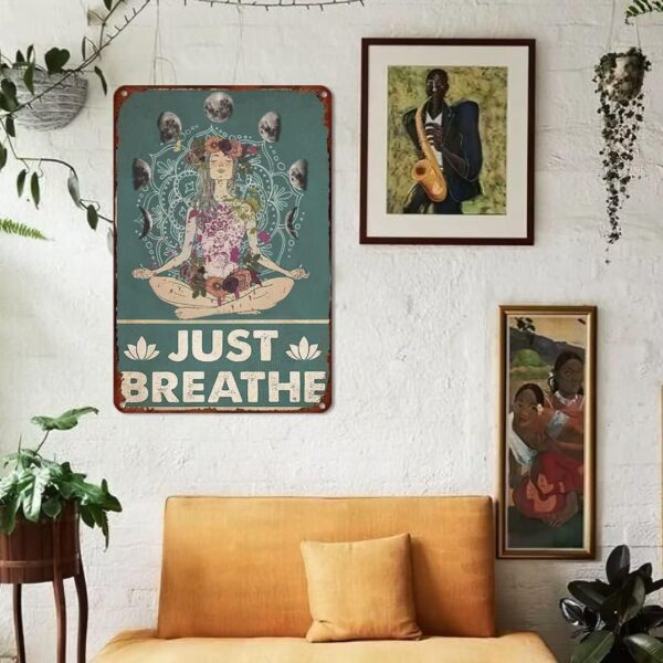 713YHENdIsL._AC_SL1080_.jpg Retro Yoga Girl Tin Sign Wall Decor Just Breathe Yoga Funny Inspirational Quote Wall Art Vintage Yoga Girl Tin Sign For Home Living Room Dorm Gym Wall Decor Idea Gifts For Family Friends 8x12 Inch