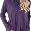 onlypuff Womens Pocket Shirts Pullover Sweatshirt Loose Fit