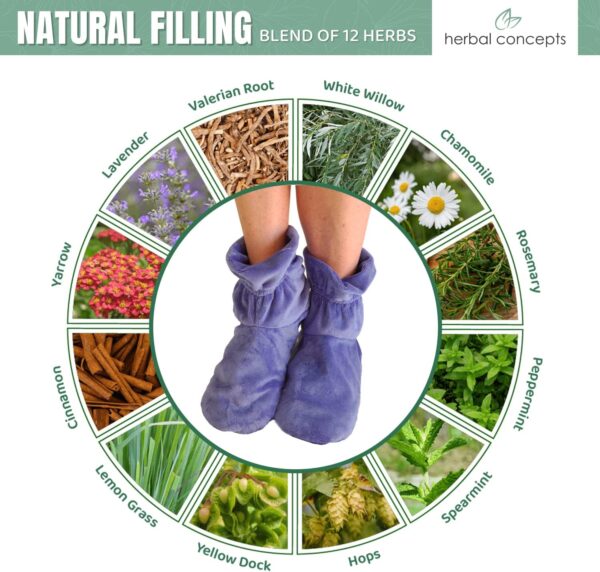 Herbal Concepts Booties Hot and Cold Feet Aromatherapy with 12 Herbs Wheat and Flax Seed for Relieving Foot Stiffness, Sore Muscles and Joints, Achilles tendinitis, Plantar Fasciitis, Charcoal