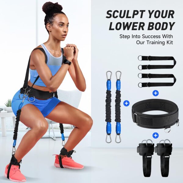 Resistance Bands for Workout, Vertical Jump Trainer Exercise Bands Set with Handles for Men & Women, Squat Bands for Legs & Butt with Door Anchor & Ankle Straps, 100lbs Strength Training Equipment
