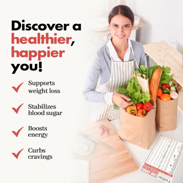 Low Carb Food List. Your Grocery List for a Healthy Low-carb Diet Plan. Perfect for Meal Planning, Carb counting, Calories, Fats, Proteins, and Fibers. Tri-fold. Laminated. 8""x11""