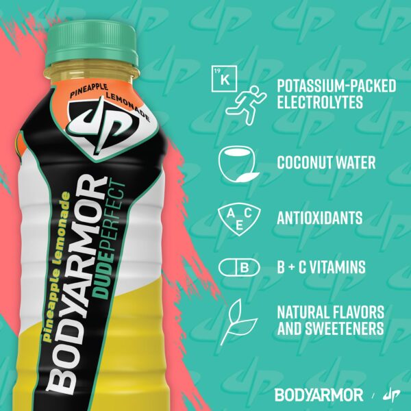 BODYARMOR Sports Drink Dude Perfect Pineapple Lemonade, 12 fl oz, 24 Pack