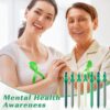 TecUnite 50 Pcs Mental Health Awareness Pens Green Ribbon Ballpoint Pens Bulk Motivational Therapist Alport Syndrome cerebral palsy Awareness Ribbons for Office Charity Favors Supplies Accessories