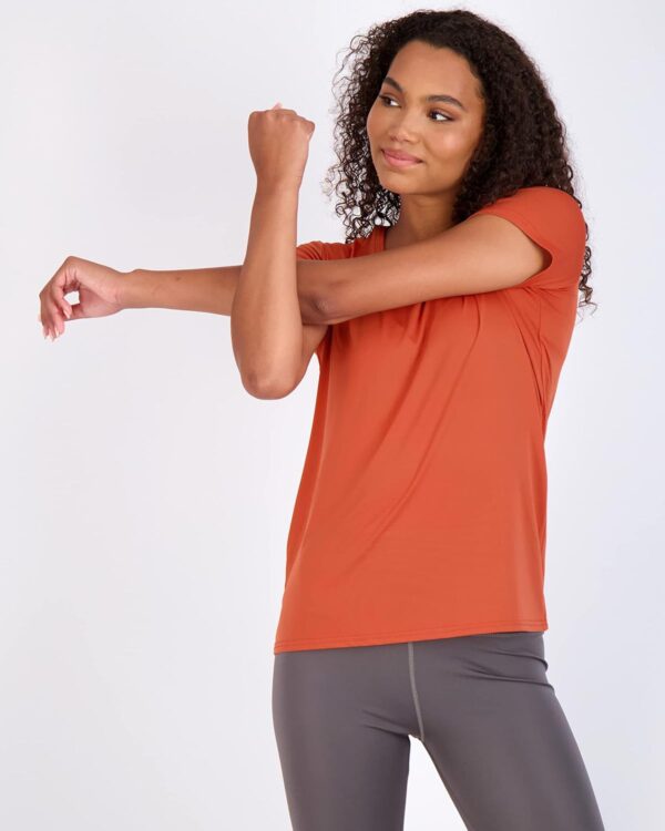 Real Essentials 5 Pack: Women's Dry Fit Tech Stretch Short-Sleeve Crew Neck Athletic T-Shirt (Available in Plus Size)