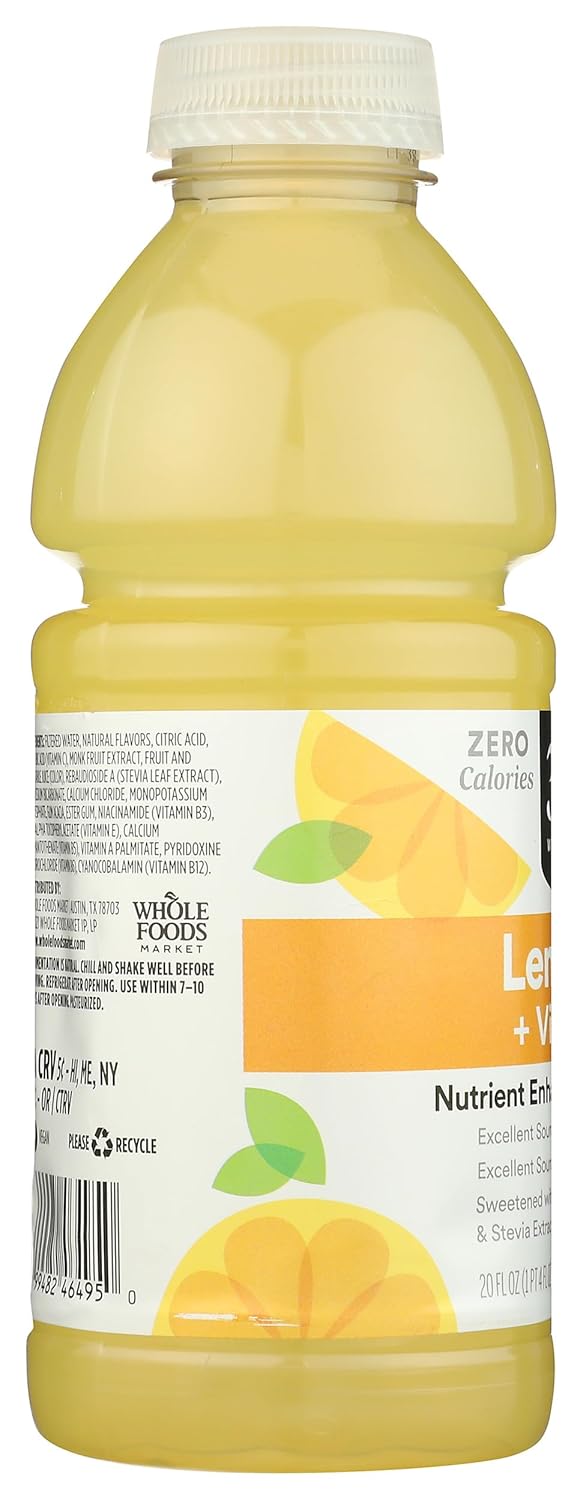 Whole Foods Market, Water Nutrient Lemonade Vitamin C No Calorie, 20 Fl Oz