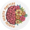 YAZMEEN Funny Brain Mousepad，Mental Health Matters Mouse Pad with Stitched Edge Non-Slip Rubber Base，Office Gift Home Office Computer Desk Accessories，Round Mouse Mat for Laptop Gaming Supplies