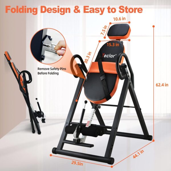 Inversion Table for Back Pain Relief, 350 lbs Capacity Strength Training Inversion Equipment, Decompression Table for Pain Therapy Training with Safe Belt & Comfortable Ankle Holders