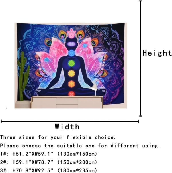 Maccyafst Seven Chakra Yoga Meditation Wall Hanging - Colorful Mandala Indian Hippie Chakra Tapestry for Studio Room (H51.2 W59.1)