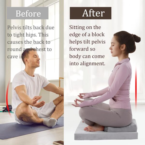 MABOZOO Foldable Meditation Cushion, Ergonomic Meditation Pillow for Sitting on Floor, Pillow Seating with Buckwheat for Adults Outdoor Yoga Tatami, Gray