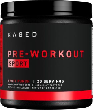 Kaged Pre-Kaged Sport Pre Workout Powder | Fruit Punch | Energy Supplement for Endurance | Cardio, Weightlifting Sports Drink | 20 Servings