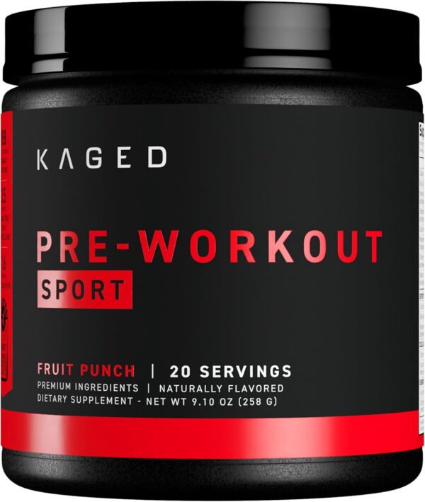 Kaged Pre-Kaged Sport Pre Workout Powder | Fruit Punch | Energy Supplement for Endurance | Cardio, Weightlifting Sports Drink | 20 Servings