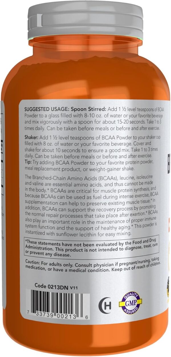 NOW Foods Sports Nutrition, Branched Chain Amino Acid Powder with Leucine, Isoleucine, and Valine, 12-Ounce