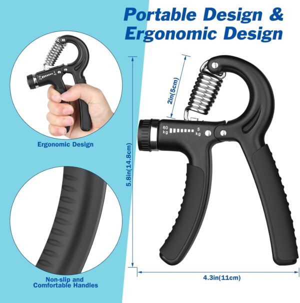 AIXPI Grip Strength Trainer, Hand Grip Exerciser Strengthener with Adjustable Resistance 11-132 Lbs (5-60kg), Forearm Strengthener, Hand Exerciser for Muscle Building and Injury Recover