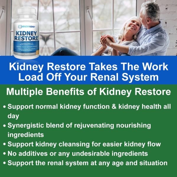 Kidney Restore Kidney Cleanse and Kidney Health Supplement to Support Normal Kidney Function, Vitamins for Kidney Health 60 caps