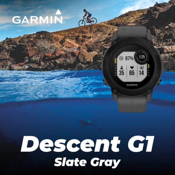 Wearable4U - Garmin Descent G1 Rugged Dive Computer, Multiple Dive Modes with Bundle (+White Earbuds, Slate Gray)