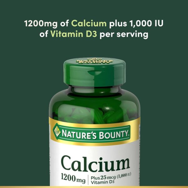Nature's Bounty Calcium Carbonate & Vitamin D, Supports Immune Health & Bone Health, 1200mg Calcium & 1000IU Vitamin D3, 120 Softgels