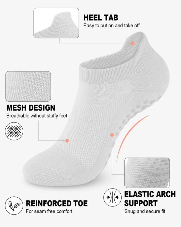 6 Pairs Grip Pilates Socks for Women, Non-slip Yoga Athletic Socks for Barre Ballet Barefoot Workout Hospital