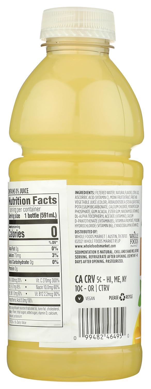 Whole Foods Market, Water Nutrient Lemonade Vitamin C No Calorie, 20 Fl Oz