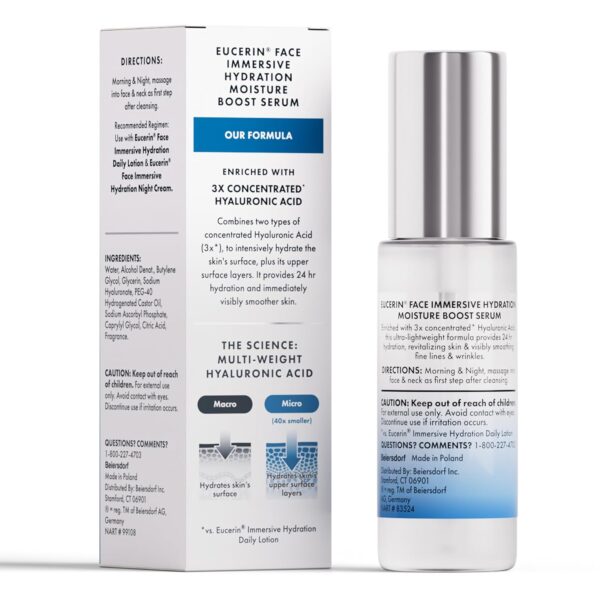 714ly6w0emL._SL1500_.jpg Eucerin Face Immersive Hydration Moisture Boost Face Serum, Ultra-Lightweight Hyaluronic Acid Serum Smooths Fine Lines and Wrinkles, 1 Fl Oz Bottle