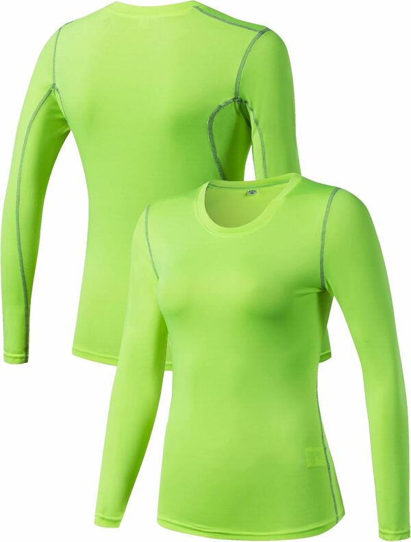 Women's 3 Pack Dry Fit Athletic Compression Base Layer Long Sleeve