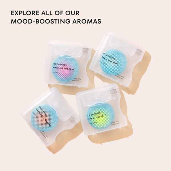 Cocofloss Woven Dental Floss, Dentist-Designed Oral Care, Mint, Waxed, Expanding, Vegan, Kid-Friendly String Floss with Coconut Oil, 4 Spools (33 yd Each)