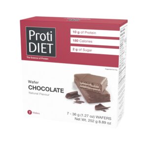 ProtiDIET High Protein Chocolate Wafer Bars, 10g Protein, Low Calorie, Low Sugar, Low Sodium, Aspartame & Sucralose Free, Ideal Protein Compatible, 7/Box