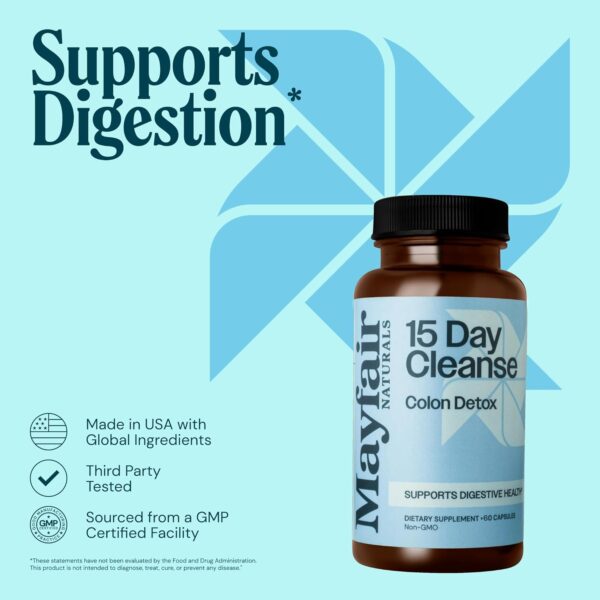 30 Day Supply,15 Day Cleanse Colon Detox, 60 Capsules (30 Servings), Natural Laxative for Constipation and Digestive Health Supplement, Dietary Supplement