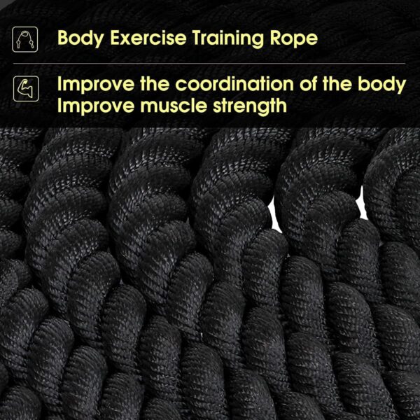 Battle Ropes 1.5 inch 30 ft - Polyester Workout Rope Heavy for Home Body Workouts Building Muscle, Black