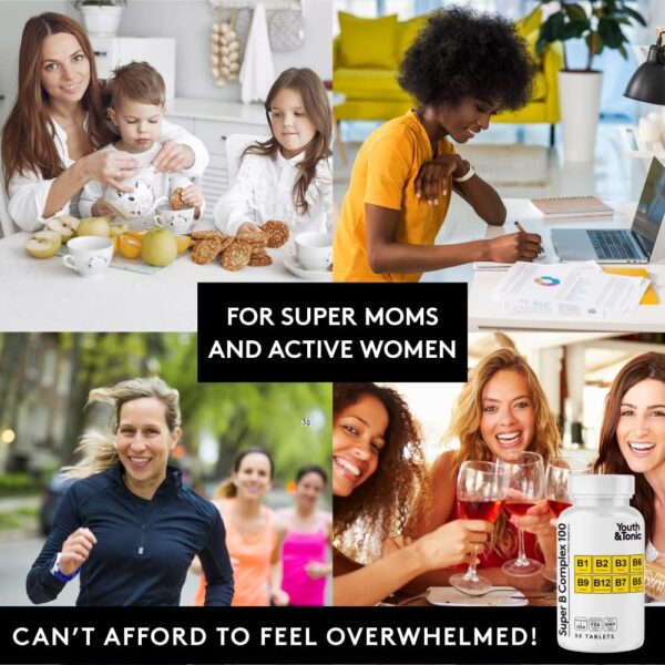 Youth & Tonic Super B Complex for Clear Mind & Healthy Energy Metabolism | Mental Focus Stress Tiredness B 100 | Support for Nervous System Vitamin B Complex