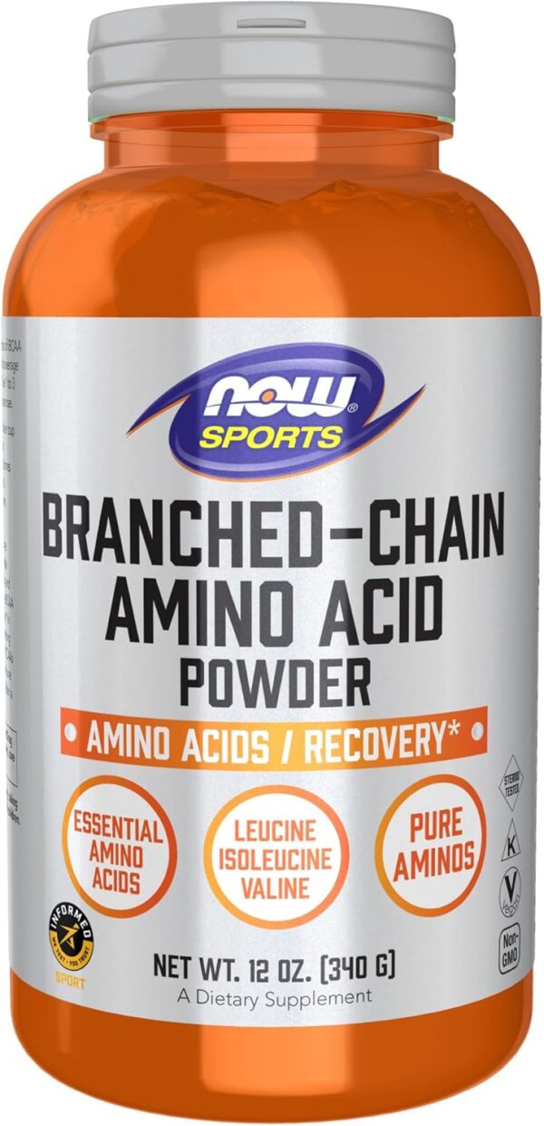 NOW Foods Sports Nutrition, Branched Chain Amino Acid Powder with Leucine, Isoleucine, and Valine, 12-Ounce