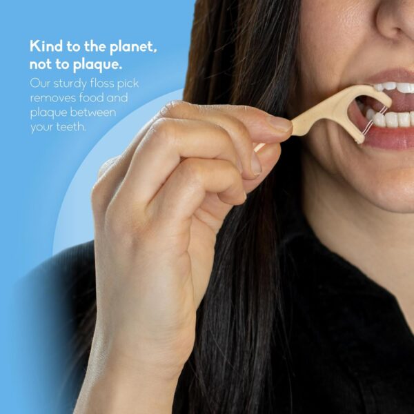 The Humble Co. Floss Picks (200 Count) – Plant Based Dental Floss Picks for Superior Oral Care, Dental Hygiene, and Gum Health, Cruelty Free Tooth Floss Picks (Mint, Double Thread)