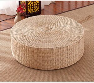 HUAWELL Japanese Style Handcrafted Eco-Friendly Breathable Padded Knitted Straw Flat Seat Cushion, Hand Woven Tatami Cushion Best for Zen, Yoga Practice or Buddha Meditation (19.7)