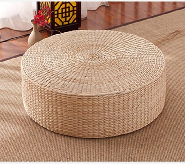HUAWELL Japanese Style Handcrafted Eco-Friendly Breathable Padded Knitted Straw Flat Seat Cushion, Hand Woven Tatami Cushion Best for Zen, Yoga Practice or Buddha Meditation (19.7)