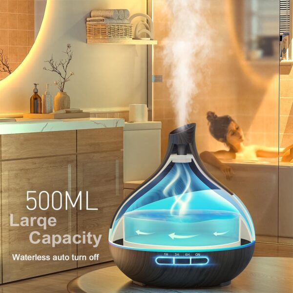 500 ML Essential Oil Diffuser, Upgrade Aroma Diffuser for Large Room, Aromatherapy Diffuser Humidifier with Remote Control 14 Color Lights 4 Timer Setting Auto Shut-Off