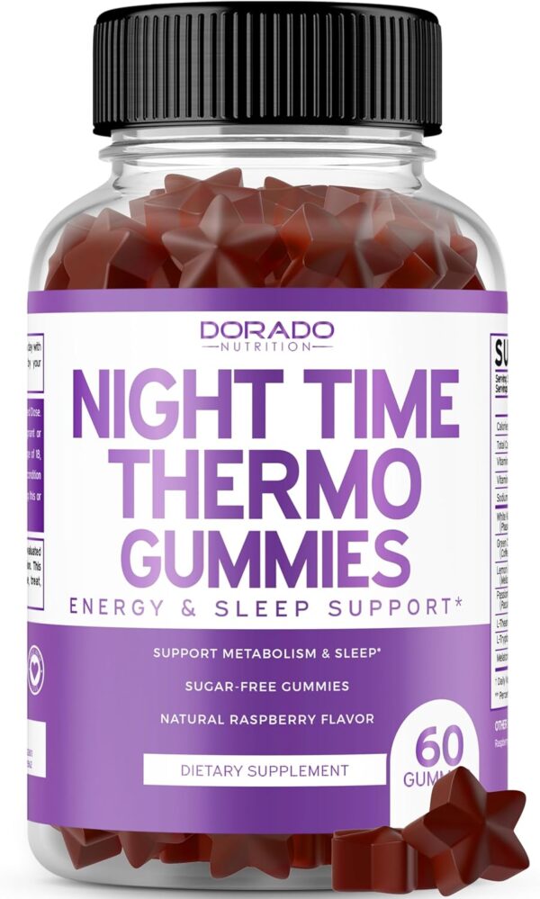 DORADO NUTRITION Night Time Fat Burner Gummies (60 Count) Weight Loss & Metabolism Gummies - Sugar Free - Delicious Raspberry Flavor - Melatonin Sleep Gummy - Vegan - 3rd Party Tested - USA Made