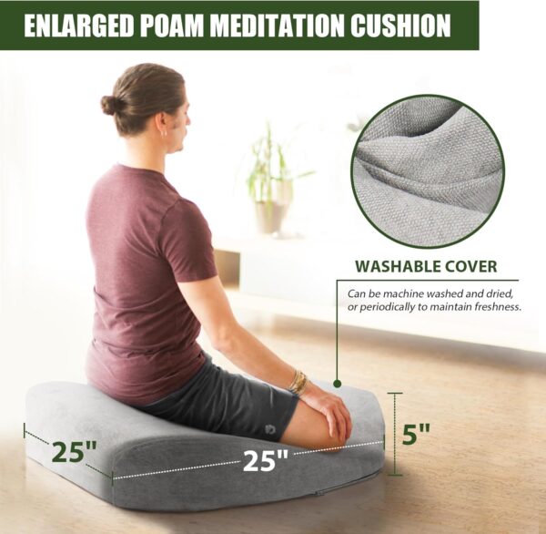 Meditation Cushion - Floor Pillow For Women,Large Comfortable Meditation Pillow, Foam Floor Cushion Seating For Adults - Premium Yoga Pillows For Adults Meditation Gifts For Women,Men,Gray