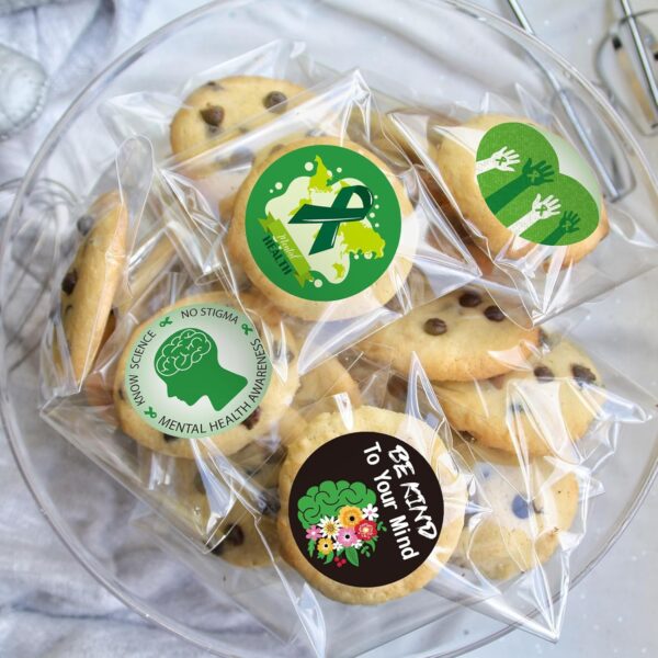 Whaline 1000Pcs Mental Health Awareness Stickers Green Ribbon Awareness Decals Inspirational Postive Self-Adhesive Stickers for Adult Teens Fundraiser Event Mental Health Handout Supplies, 8 Design