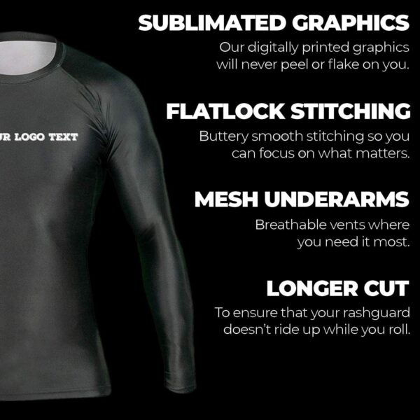 Custom Your Own Print Front & Back BJJ Foundation Rash Guard - Ranked No Gi Jiu Jitsu Rashguard