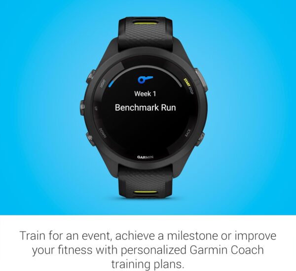 Garmin Forerunner 265S Running Smartwatch, Colorful AMOLED Display, Training Metrics and Recovery Insights, Black and Amp Yellow, 42 mm