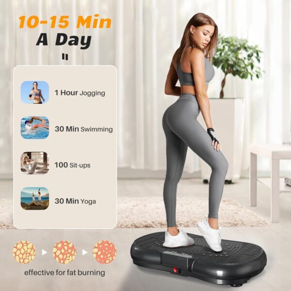 Bigzzia Vibration Plate Exercise Machine 10 Modes Whole Body Workout Vibration Fitness Platform w/ Loop Bands Jump Rope Bluetooth Speaker Home Training Equipment for Weight Loss & Toning