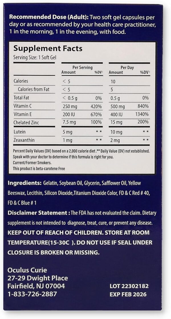 Vita Naina (120 SoftGels) | AREDS2 Eye Vitamins and Mineral Supplement (Zeaxanthin 2mg) | High Bioavailability and Bio-Absorption Formula | Easy on Your Digestive System | Easy to Swallow