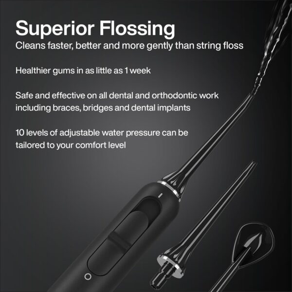AquaSonic Home Dental Center PRO – Brushing & Flossing Made Easy – Brush & Floss – Power Toothbrush & Water Flosser – Whiter Teeth & Healthier Gums – Black Series Pro+Oral Irrigator