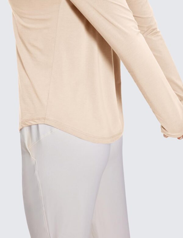 CRZ YOGA Pima Cotton Workout Long Sleeve Shirts for Women Athletic Crewneck Yoga Casual Tops Plain T-Shirt