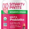 SmartyPants Organic Women's Multivitamin Gummies: Biotin, Probiotics, Methylfolate, Omega 3 (ALA), Vitamin D3, C, Vitamin B12, B6, A, K & Zinc, Inositol, Gluten Free, 120 Count (30 Day Supply)