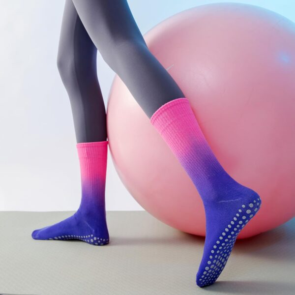 Pilates Girp Socks Cute Tie Dye Socks with Non Slip Grips for House Yoga Barre Hospital