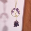 Healing Crystal Ornament Tree of Life Natural Amethyst Tree of Life Charm Car Mirror Accessories Hippie Boho Interior Room Wall Decoration Meditation Good Luck Decoration