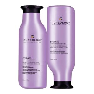 Pureology Hydrate Moisturizing Shampoo and Conditioner Set | For Dry Color Treated Hair | Sulfate-Free | Vegan | Paraben-Free